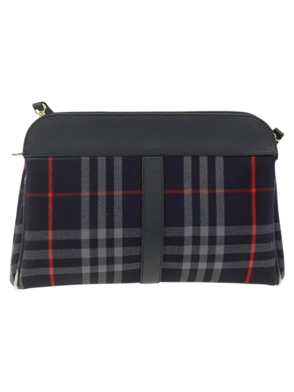 Authentic Burberrys Nova Check Shoulder Bag Canvas Navy Gold - Picture 9 of 16